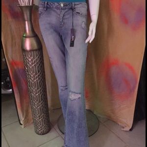 Refuge Frayed Flare Leg Jeans