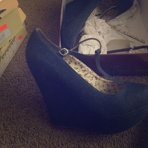 Denim wedges