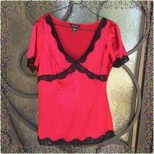 White House Black Market 95% silk red blouse