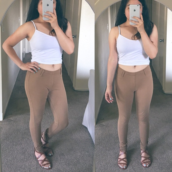 Dark tan stretchy pants