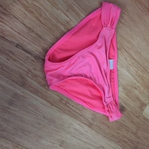Ruched coral/pink bikini bottoms