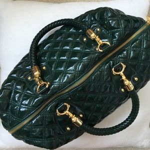 Big Buddha purse, green patent leather, quilted
