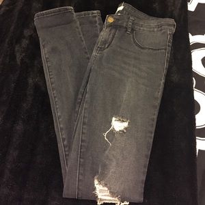 Dark grey distressed "denim legging"