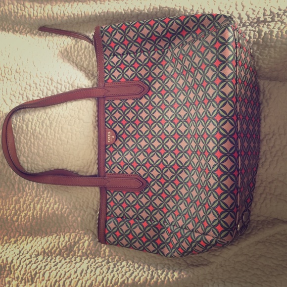 Geometric patterned Fossil tote bag