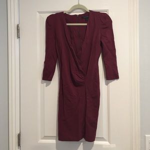 FCUK Maroon Stylish Dress wrap bust deep neckline