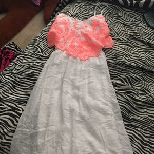 White and pink/orange dress