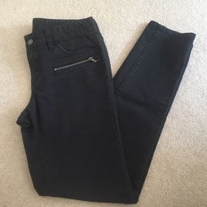 LOFT. Black moto skinny jeans.
