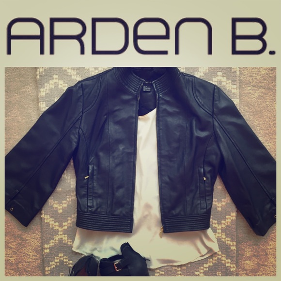 Arden B 3/4 Sleeve Authentic Black Leather Jacket