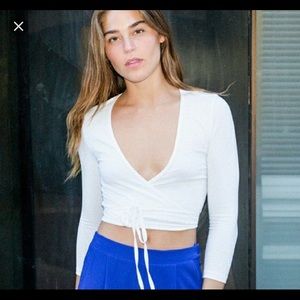 White knit wrap crop top