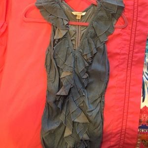 Denim look ruffled shirt BOSTON PROPER