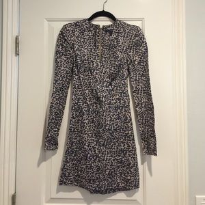 FCUK LOW NECKLINE V STYLE MINI LEOPARD DRESS