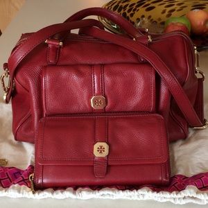 Tory Burch Red Clay Bag & Wallet