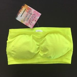Neon yellow rave bandeau bra