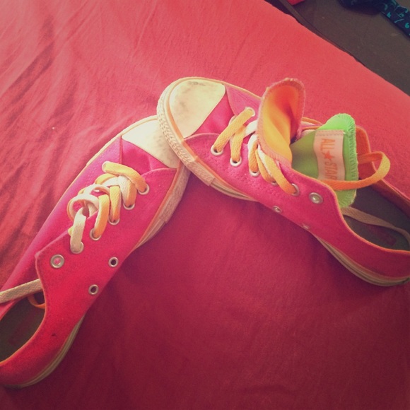 Pink/orange/green converse