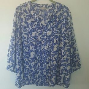 Simply Be blue butterfly pullover blouse 16