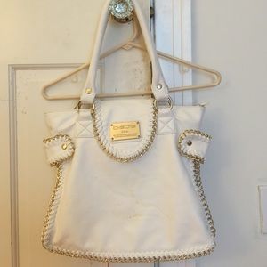 Luxury White leather Bebe bag with gold accents