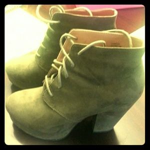 Platform Olive Green tie up Booties