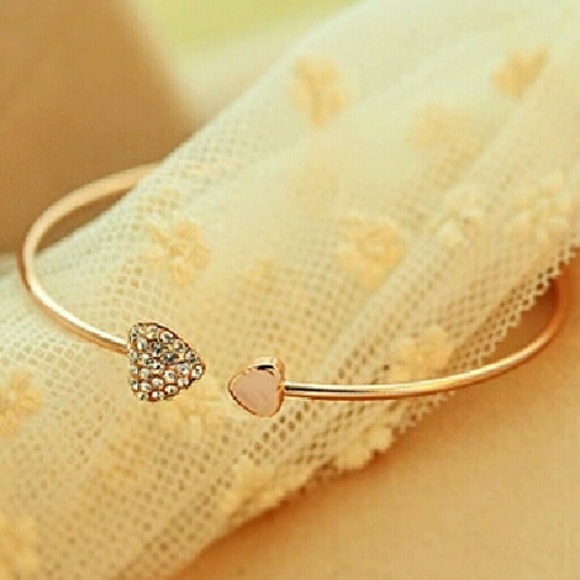 Rose Gold Plated Heart Cuff Bangle