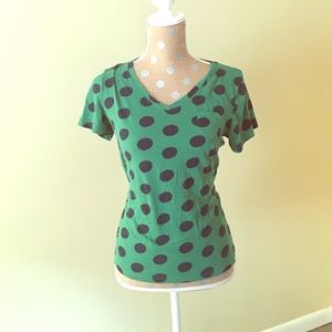 Green polka dotted tee with pocket