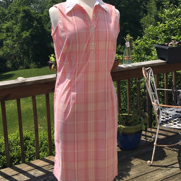 Liz Claiborne 10 sleeveless orange stripe dress