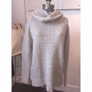 Gray Oversized Turtle Neck Sweater