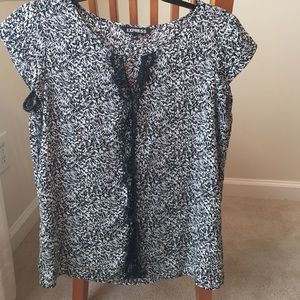 Black and white work blouse