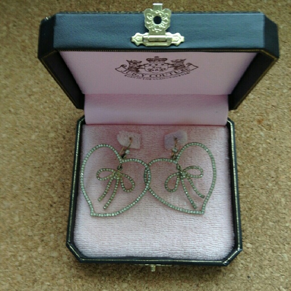Juicy Couture Heart+Bow CZ/Silver Hoop Earrings - Picture 2 of 2