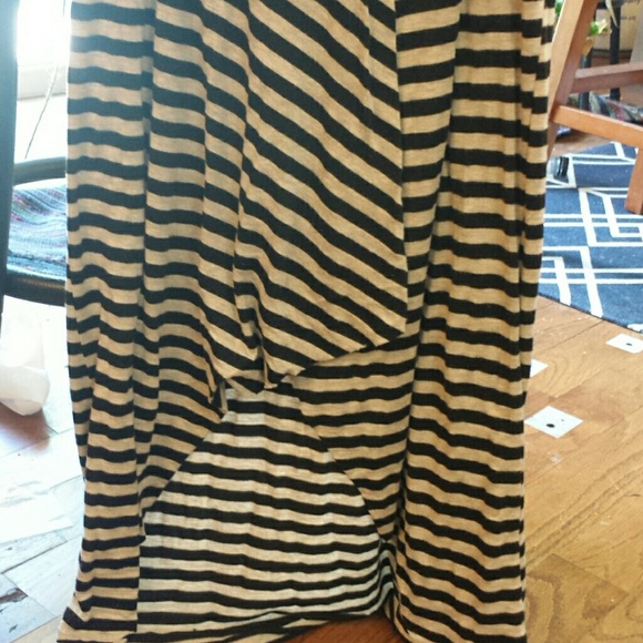 Black and Grey Striped High Low Skirt