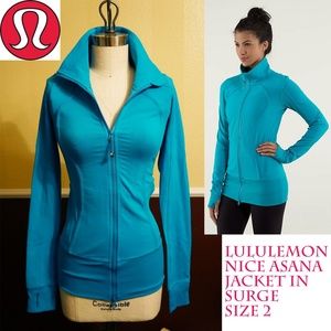 Lululemon Nice Asana jacket Surge xs 2 aqua blue