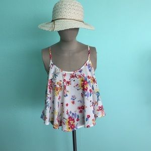 Boutique White Floral Crop Top
