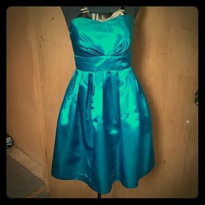 Medium aqua blue strapless dress