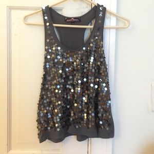 Grey sequined tank top