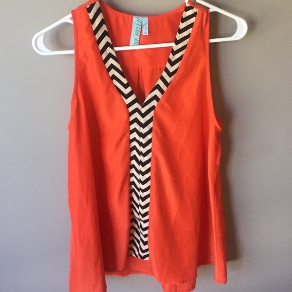 Vibrant Orange with Chevron Blouse