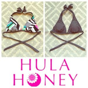 Hula Honey Reversible Geometric/Striped Bikini Top