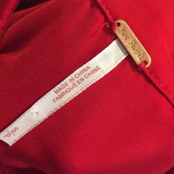 Free People Red Button Down Blouse - Picture 2 of 4