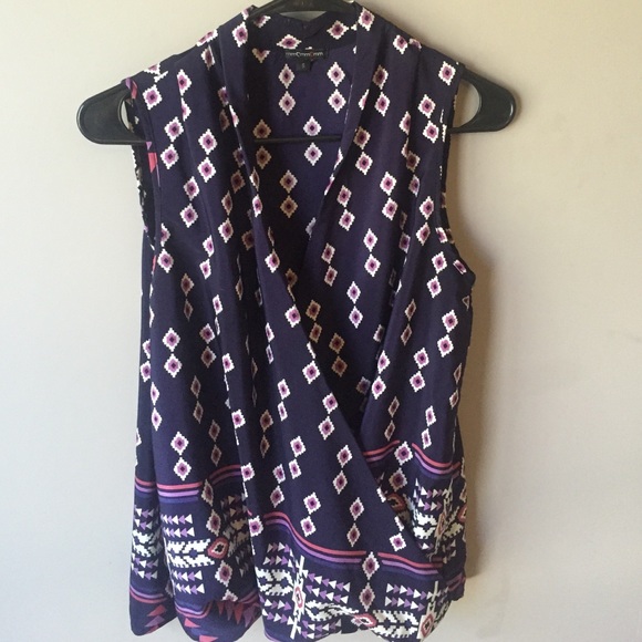 Gorgeous Navy, Purple, & Pink Aztec Print Top