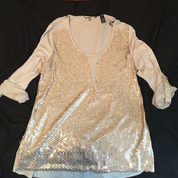 3/4 Sleeve Sequin Shirt