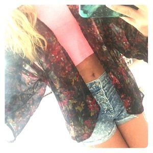 Floral sheer kimono