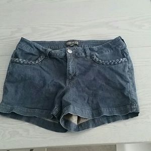Forever 21+ denim shorts w/braid detail size 12