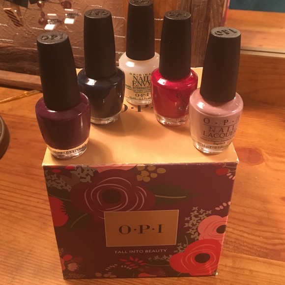 Red,navy,plum,nude OPI nail polish.