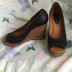 Michael Kors Leather Open Toe Wedges