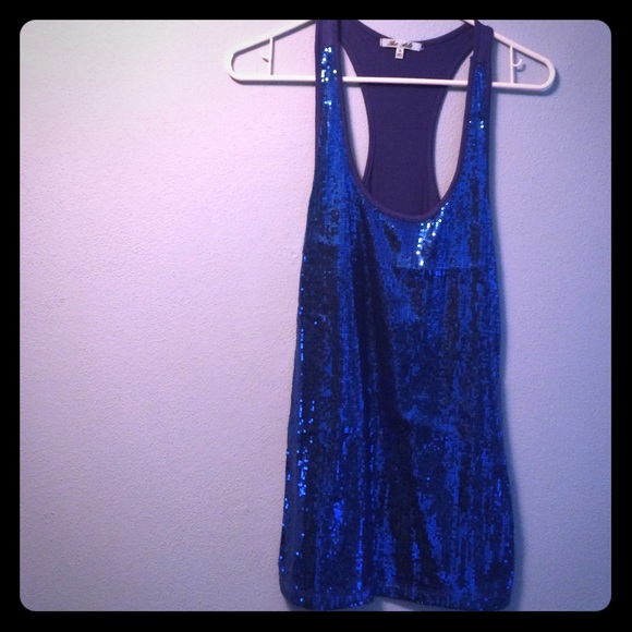 Blue sparkly racer back tank