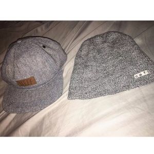 Neff blue SnapBack and gray Neff beanie