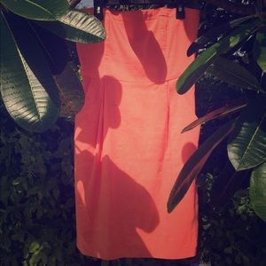 Linen Coral Theory Strapless Summer Dress