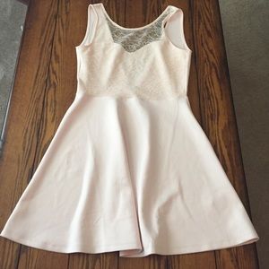 Pink Lace Top, V-Back Dress