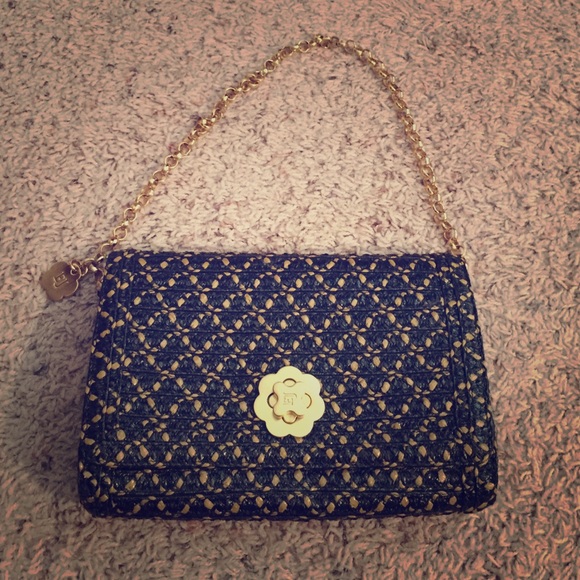 Eric Javits black and gold woven purse