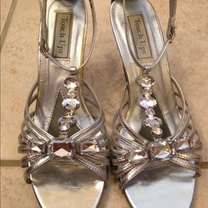 Silver strappy heels with jewels!