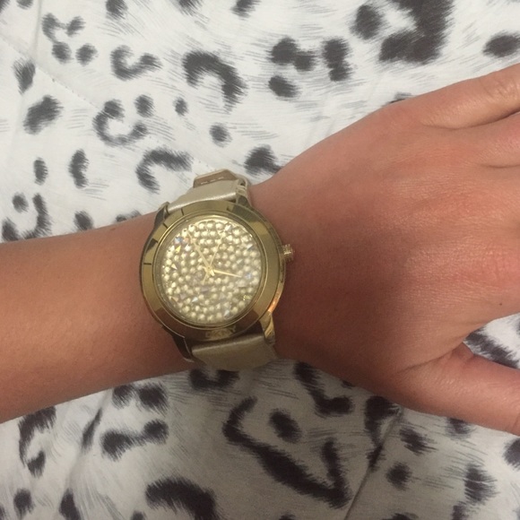 DKNY Leather Band Gold Women's Watch