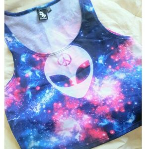 I Heart Raves Alien Galaxy Crop Top