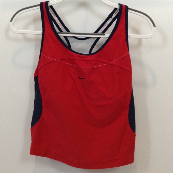Red Nike running cropped tank top
